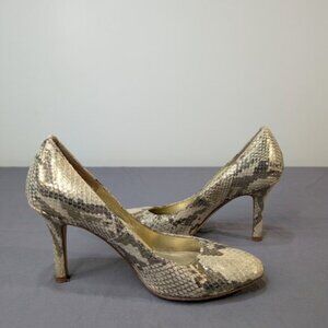 Carlo Alberto Julia  Faux Snake Skin Gold Tone Pumps Women Size 6